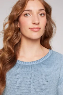 Damen CAMP DAVID & SOCCX Pullover Oil Dyed mit Intarsia-Logo smoky sky