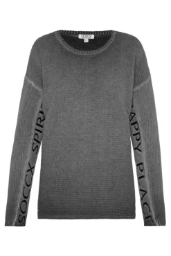 Damen CAMP DAVID & SOCCX Pullover Oil Dyed mit Intarsia-Logo