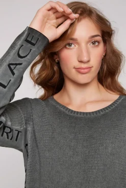 Damen CAMP DAVID & SOCCX Pullover Oil Dyed mit Intarsia-Logo