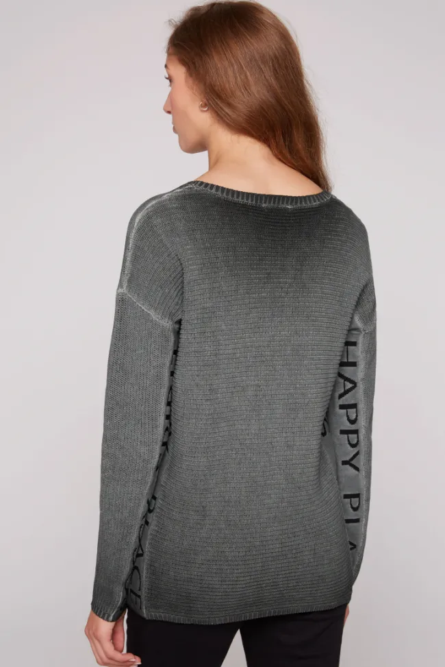 Damen CAMP DAVID & SOCCX Pullover Oil Dyed mit Intarsia-Logo