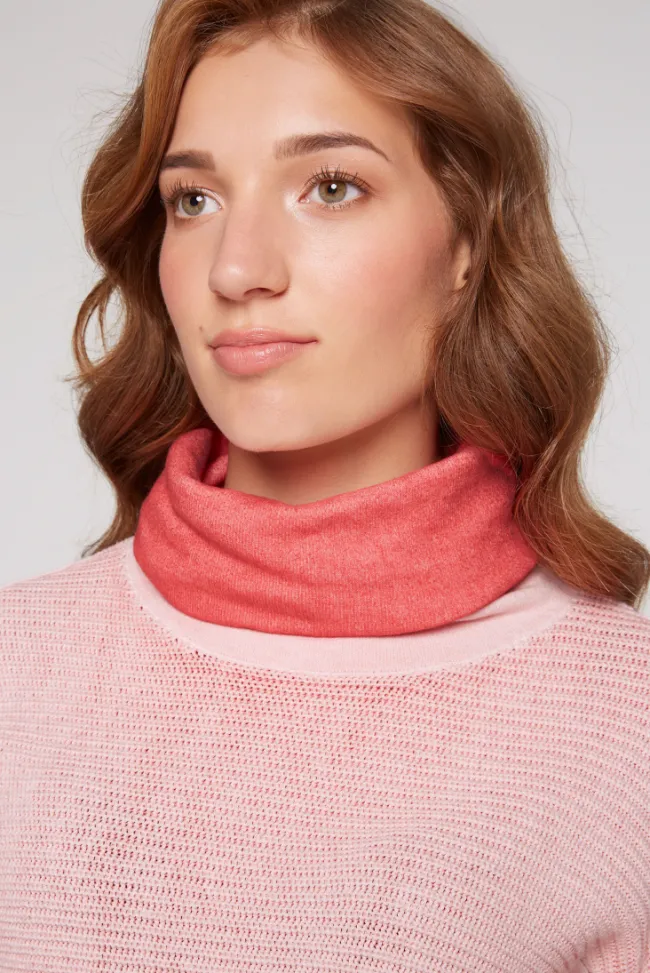 Damen CAMP DAVID & SOCCX Pullover Oil Dyed mit Rollkragen und Intarsia-Logo pure coral