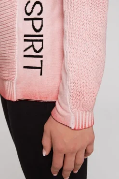 Damen CAMP DAVID & SOCCX Pullover Oil Dyed mit Rollkragen und Intarsia-Logo pure coral