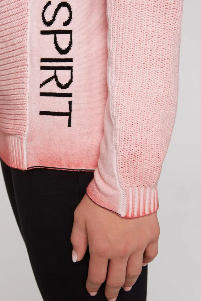 Damen CAMP DAVID & SOCCX Pullover Oil Dyed mit Rollkragen und Intarsia-Logo pure coral