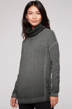 Damen CAMP DAVID & SOCCX Pullover Oil Dyed mit Rollkragen und Intarsia-Logo
