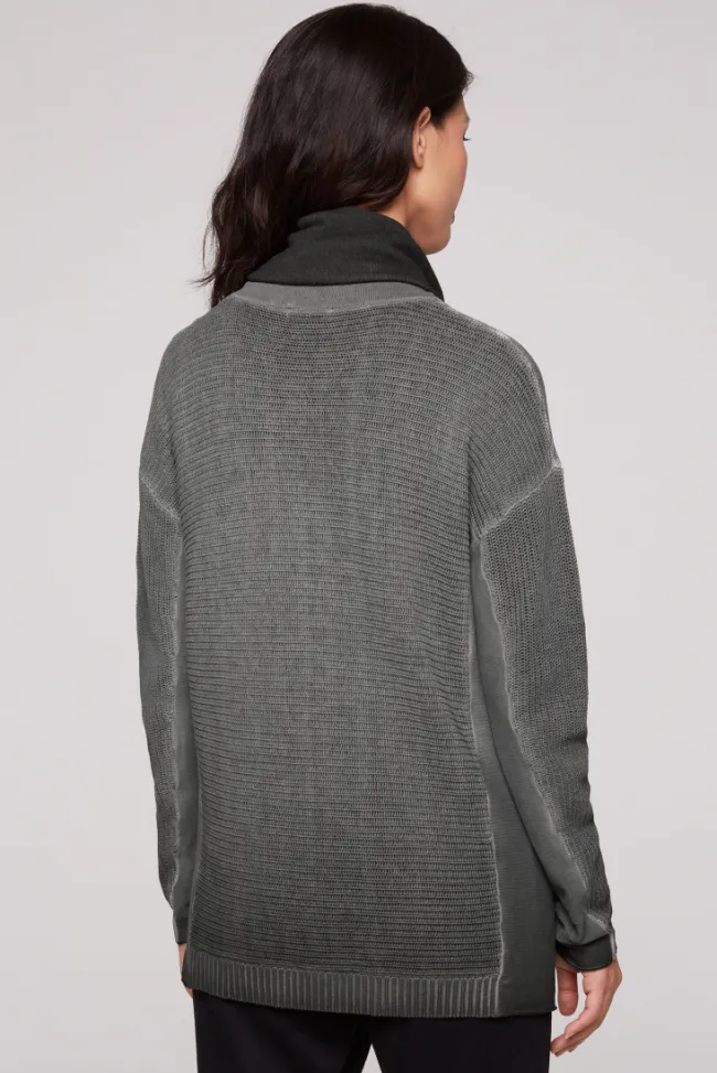 Damen CAMP DAVID & SOCCX Pullover Oil Dyed mit Rollkragen und Intarsia-Logo