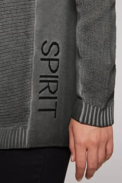 Damen CAMP DAVID & SOCCX Pullover Oil Dyed mit Rollkragen und Intarsia-Logo