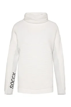 Damen CAMP DAVID & SOCCX Pullover Oil Dyed mit Rollkragen und Intarsia-Logo