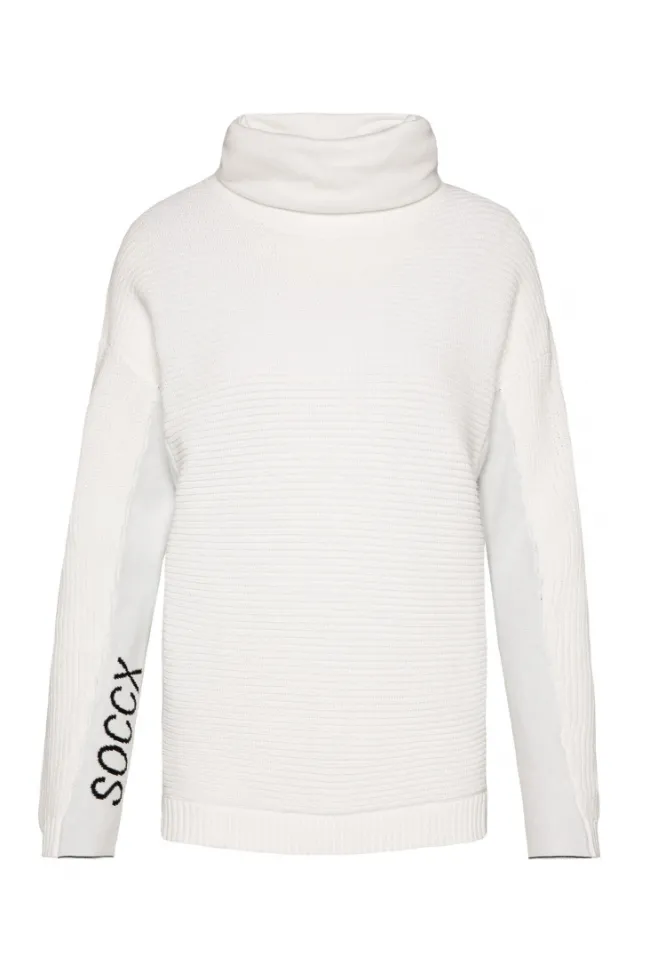 Damen CAMP DAVID & SOCCX Pullover Oil Dyed mit Rollkragen und Intarsia-Logo