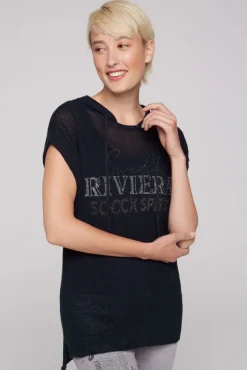 Damen CAMP DAVID & SOCCX Pullunder mit Kapuze und Mesh-Struktur blue navy
