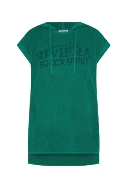 Damen CAMP DAVID & SOCCX Pullunder mit Kapuze und Mesh-Struktur bottle green