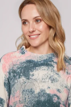 Damen CAMP DAVID & SOCCX Rippstrickpullover mit All Over Print cold grey