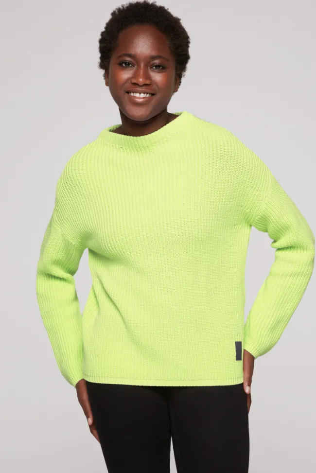 Damen CAMP DAVID & SOCCX Rippstrickpullover Stone Washed yellow lime