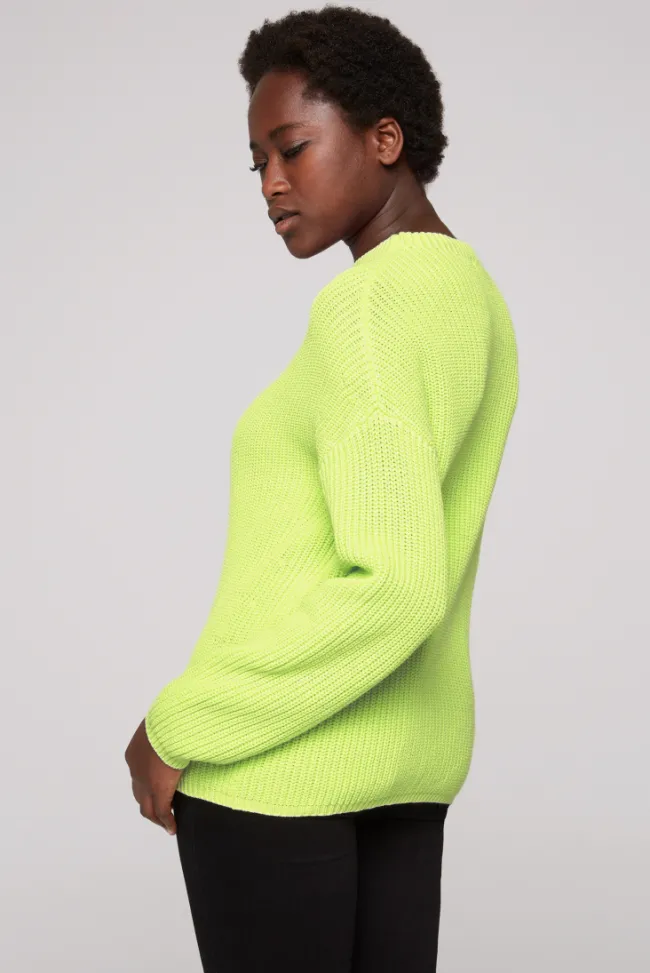Damen CAMP DAVID & SOCCX Rippstrickpullover Stone Washed yellow lime