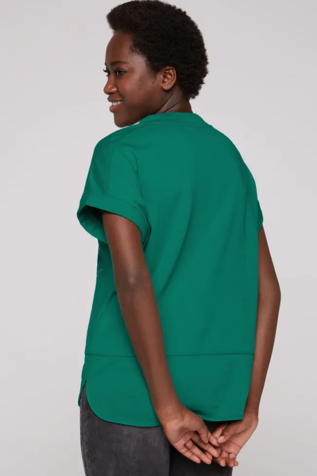 Damen CAMP DAVID & SOCCX Ärmelloses Shirt mit Artwork aus Schmucksteinen bottle green