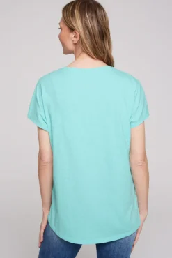 Damen CAMP DAVID & SOCCX Ärmelloses Shirt mit Folienprint flash aqua