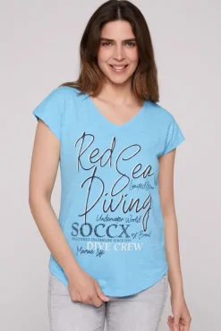 Damen CAMP DAVID & SOCCX Ärmelloses Shirt mit V-Ausschnitt und Artwork
