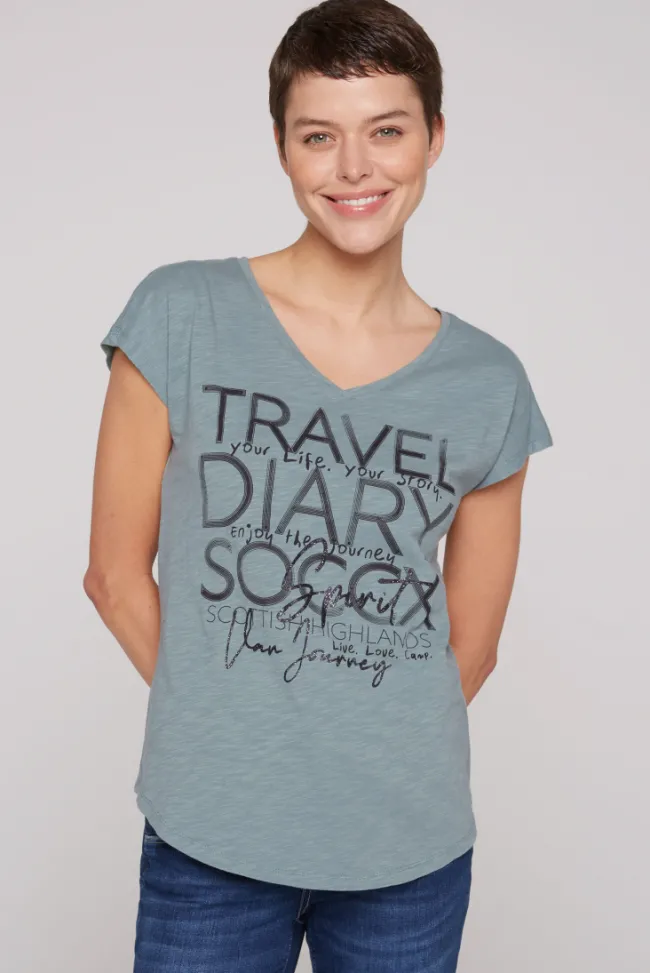 Damen CAMP DAVID & SOCCX Ärmelloses Shirt mit V-Ausschnitt und Artwork grey green | L