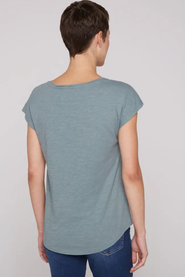 Damen CAMP DAVID & SOCCX Ärmelloses Shirt mit V-Ausschnitt und Artwork grey green | L