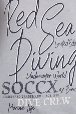 Damen CAMP DAVID & SOCCX Ärmelloses Shirt mit V-Ausschnitt und Artwork cozy blue