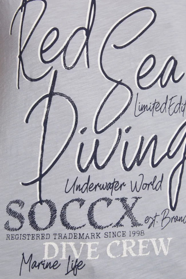 Damen CAMP DAVID & SOCCX Ärmelloses Shirt mit V-Ausschnitt und Artwork cozy blue