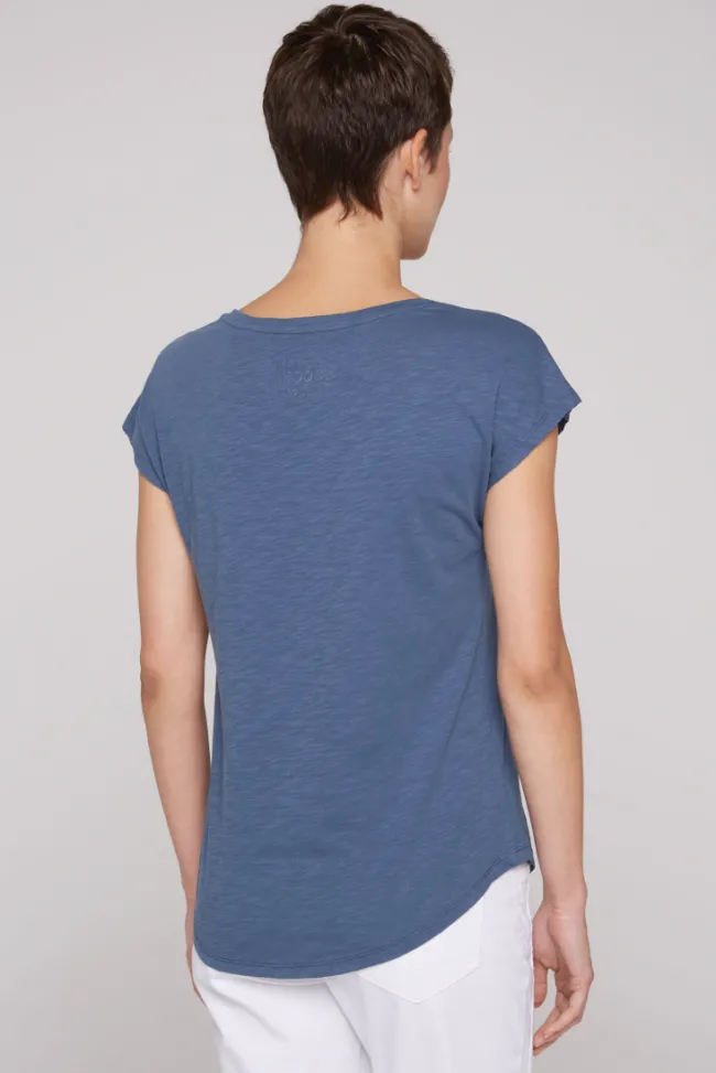 Damen CAMP DAVID & SOCCX Ärmelloses Shirt mit V-Ausschnitt und Artwork blue haze