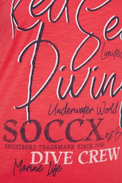 Damen CAMP DAVID & SOCCX Ärmelloses Shirt mit V-Ausschnitt und Artwork skipper red | M