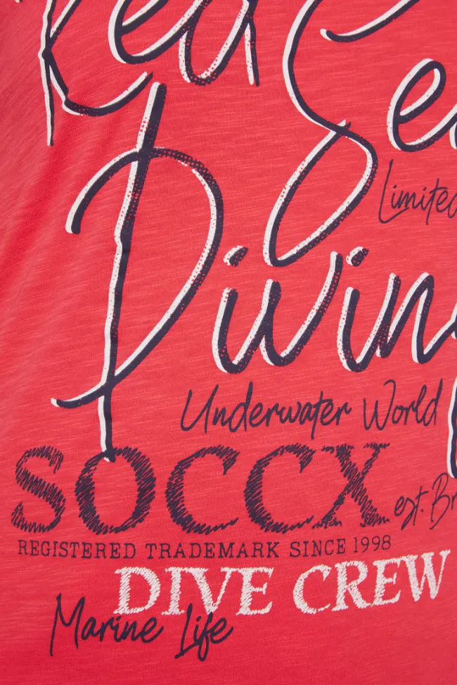 Damen CAMP DAVID & SOCCX Ärmelloses Shirt mit V-Ausschnitt und Artwork skipper red | M