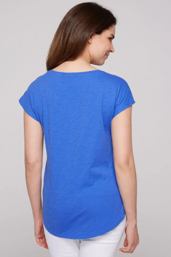 Damen CAMP DAVID & SOCCX Ärmelloses Shirt mit V-Ausschnitt und Artwork deep sky