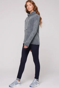 Damen CAMP DAVID & SOCCX Rollkragenpullover in Chenillestrick mit Logo Prints cold grey