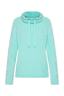 Damen CAMP DAVID & SOCCX Rollkragenpullover in Chenillestrick mit Logo Prints new aqua