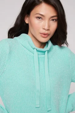 Damen CAMP DAVID & SOCCX Rollkragenpullover in Chenillestrick mit Logo Prints new aqua