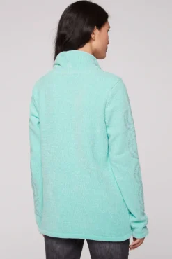 Damen CAMP DAVID & SOCCX Rollkragenpullover in Chenillestrick mit Logo Prints new aqua