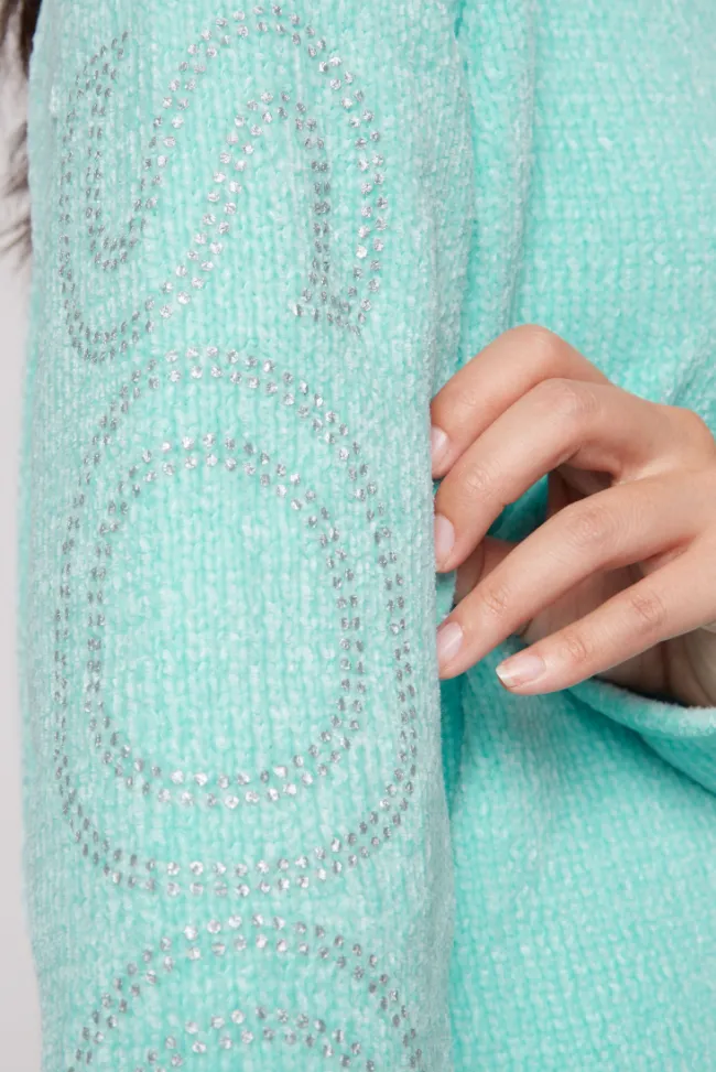 Damen CAMP DAVID & SOCCX Rollkragenpullover in Chenillestrick mit Logo Prints new aqua