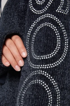 Damen CAMP DAVID & SOCCX Rollkragenpullover in Chenillestrick mit Logo Prints blue navy