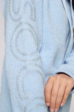 Damen CAMP DAVID & SOCCX Rollkragenpullover in Chenillestrick mit Logo Prints cozy blue