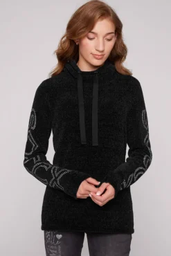 Damen CAMP DAVID & SOCCX Rollkragenpullover in Chenillestrick mit Logo Prints