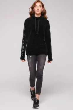 Damen CAMP DAVID & SOCCX Rollkragenpullover in Chenillestrick mit Logo Prints