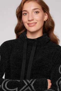 Damen CAMP DAVID & SOCCX Rollkragenpullover in Chenillestrick mit Logo Prints