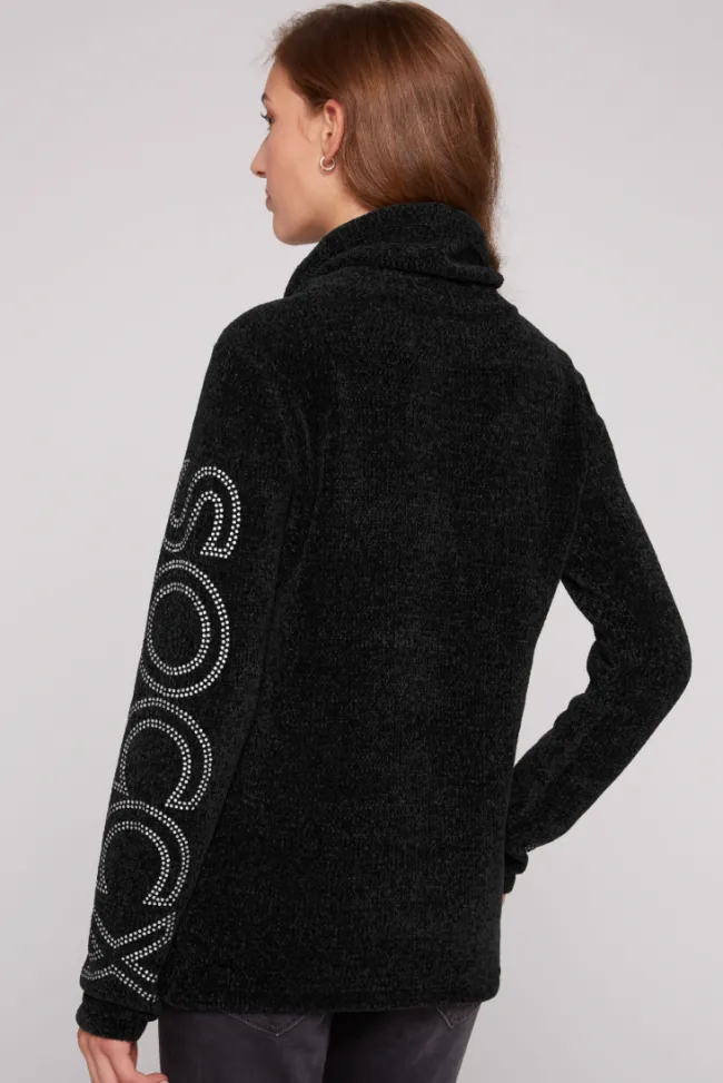 Damen CAMP DAVID & SOCCX Rollkragenpullover in Chenillestrick mit Logo Prints