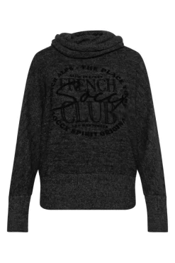 Damen CAMP DAVID & SOCCX Rollkragenpullover mit Fledermausärmeln black melange
