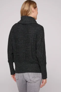 Damen CAMP DAVID & SOCCX Rollkragenpullover mit Fledermausärmeln black melange