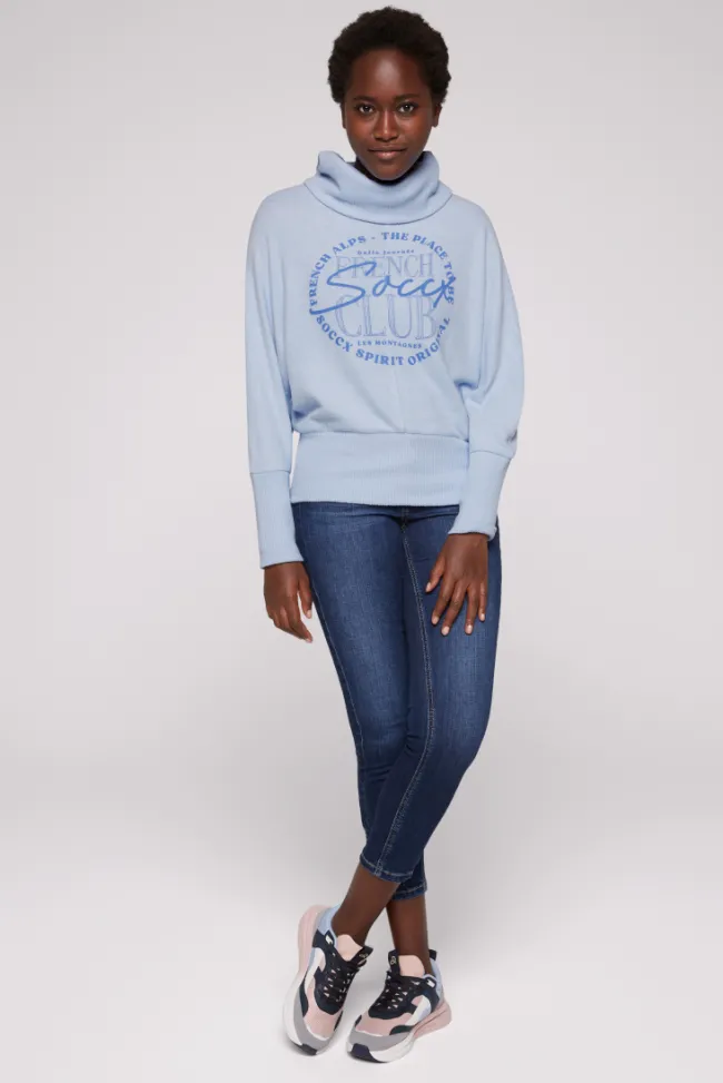 Damen CAMP DAVID & SOCCX Rollkragenpullover mit Fledermausärmeln cool blue
