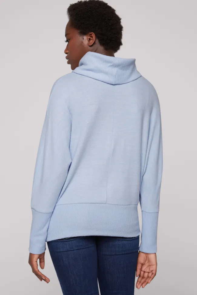Damen CAMP DAVID & SOCCX Rollkragenpullover mit Fledermausärmeln cool blue