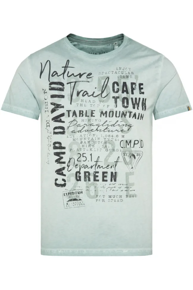 Herren CAMP DAVID & SOCCX Rundhalsshirt Oil Dyed mit Label Print