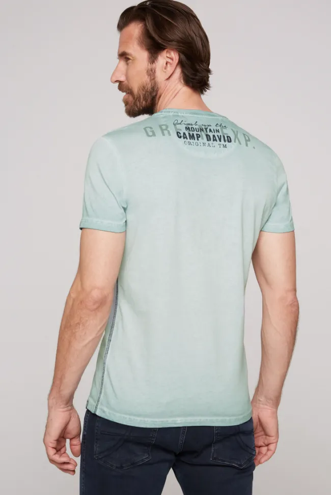 Herren CAMP DAVID & SOCCX Rundhalsshirt Oil Dyed mit Label Print