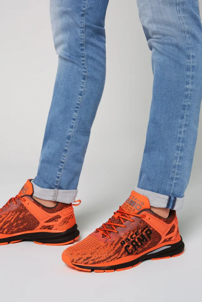 Herren CAMP DAVID & SOCCX Running Sneaker mit Knit-Design und Rubber Logo signal orange