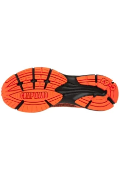Herren CAMP DAVID & SOCCX Running Sneaker mit Knit-Design und Rubber Logo signal orange