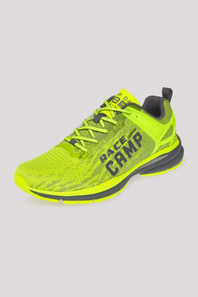 Herren CAMP DAVID & SOCCX Running Sneaker mit Knit-Design und Rubber Logo neon lime