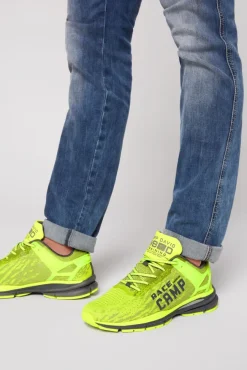 Herren CAMP DAVID & SOCCX Running Sneaker mit Knit-Design und Rubber Logo neon lime