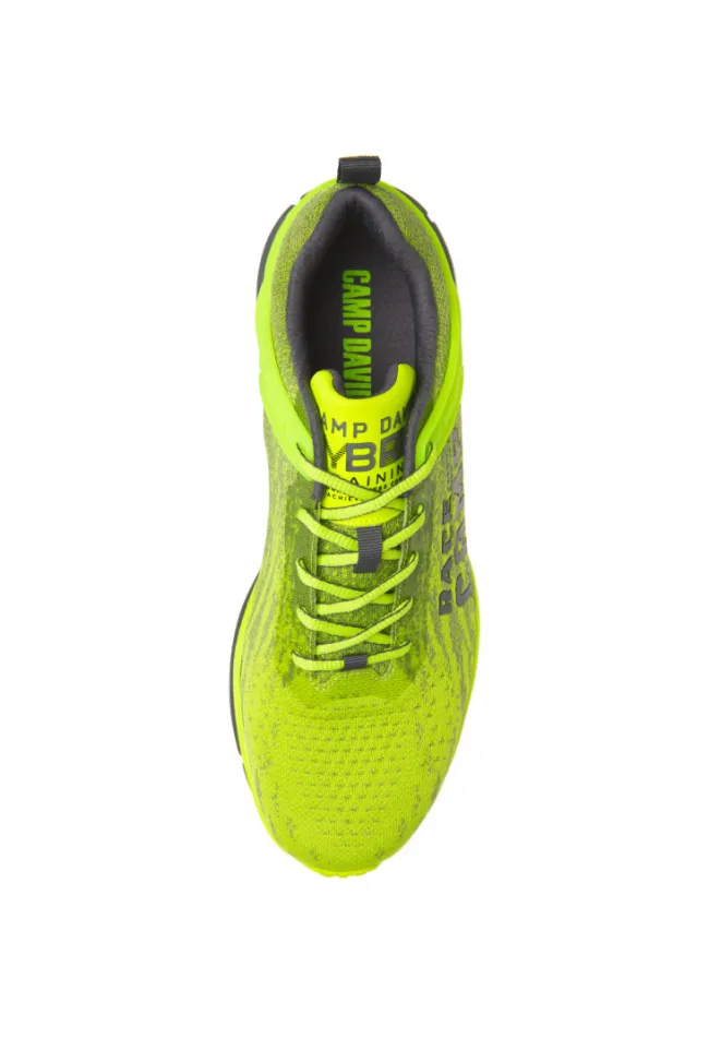 Herren CAMP DAVID & SOCCX Running Sneaker mit Knit-Design und Rubber Logo neon lime